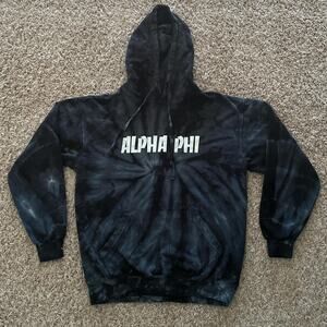 Alpha Phi Black Tie Dye Hoodie
